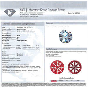 1.50ct D SI1 Hearts & Arrows Lab Grown Diamond