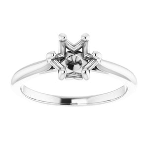 14K White 7 mm Round Solitaire Engagement Ring Mounting