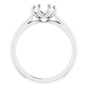 14K White 7 mm Round Solitaire Engagement Ring Mounting
