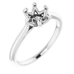 14K White 7 mm Round Solitaire Engagement Ring Mounting