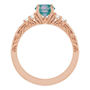 14K Rose 6.5 mm Round 1/5 CTW Diamond Semi-Set Engagement Ring