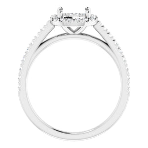 Platinum 6x6 mm Cushion French-Set Engagement Ring Mounting