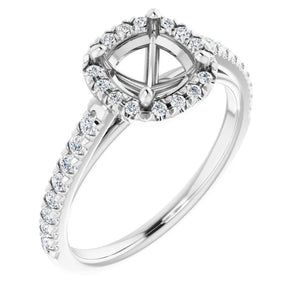 Platinum 6x6 mm Cushion French-Set Engagement Ring Mounting