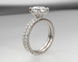 Autum's Signature Shared Prong w Draped Hidden Halo & Lab Grown Diamonds