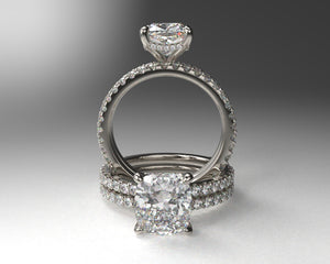 Autum's Signature Shared Prong w Draped Hidden Halo & Lab Grown Diamonds