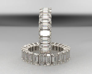 ladies emerald cut moissanite eternity band