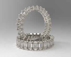 ladies emerald cut moissanite eternity band