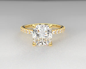 Autum's Signature Shared Prong w Draped Hidden Halo & Lab Grown Diamonds