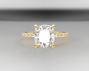 Autum's Signature Shared Prong w Draped Hidden Halo & Lab Grown Diamonds