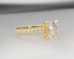 Autum's Signature Shared Prong w Draped Hidden Halo & Lab Grown Diamonds