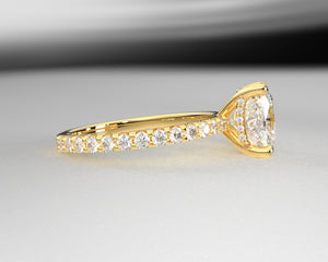 Autum's Signature Shared Prong w Draped Hidden Halo & Lab Grown Diamonds