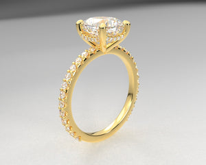 Autum's Signature Shared Prong w Draped Hidden Halo & Lab Grown Diamonds