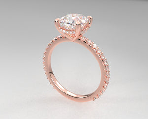 Autum's Signature Shared Prong w Draped Hidden Halo & Lab Grown Diamonds