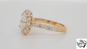 18kt Rose Gold My Halo featuring a 1.51ct J SI1 Elyque Oval