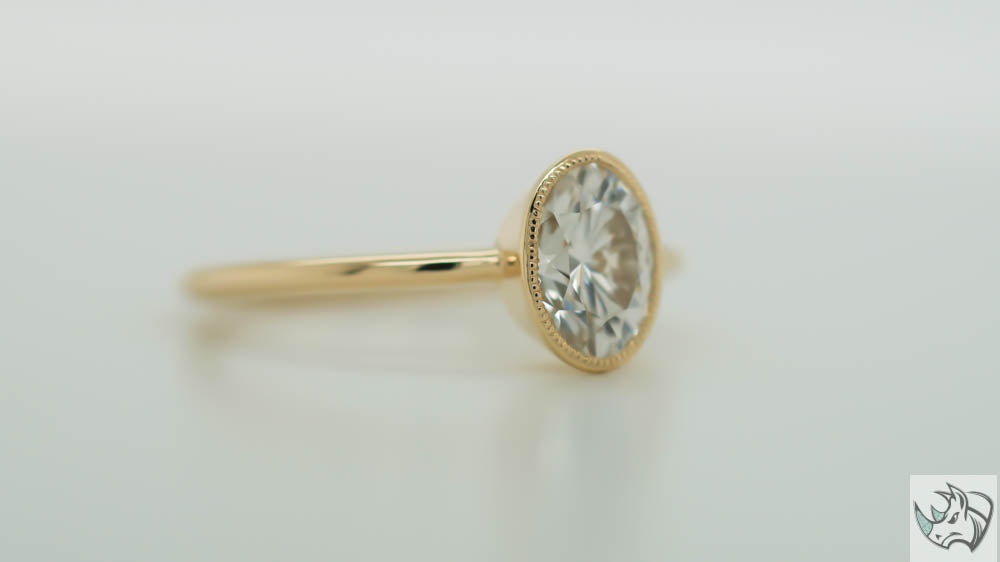 Petite Signature Milgrain Bezel Halo Setting – Distinctive Gem