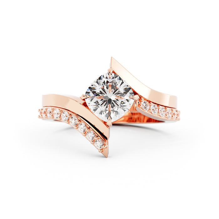 Ladies bypass setting with matching band in LG diamonds