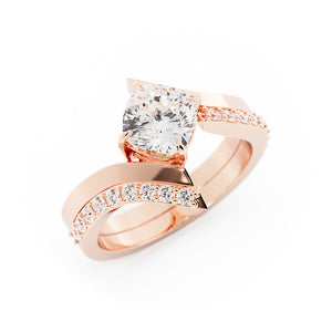 Ladies bypass setting with matching band in LG diamonds