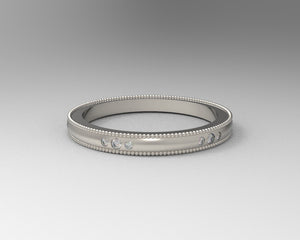Ladies diamond hand crafted stackable milgrain ring