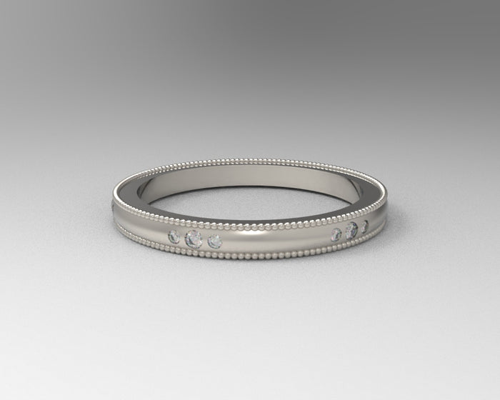Ladies diamond hand crafted stackable milgrain ring