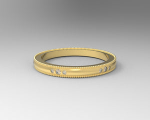 Ladies diamond hand crafted stackable milgrain ring