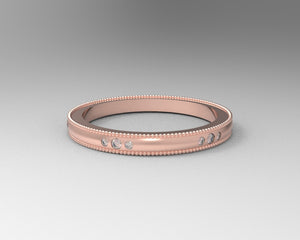 Ladies diamond hand crafted stackable milgrain ring