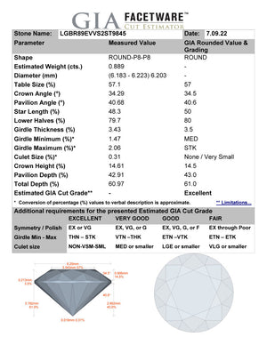 .89ct E VVS2 Distinctive Hearts & Arrows Cut Private Reserve Lab Grown Diamond