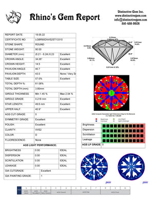 .90ct D VVS2 Distinctive Hearts & Arrows Cut Private Reserve Lab Grown Diamond