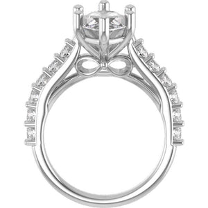14K White Marquise Engagement Ring Mounting w Lab Grown diamonds. 123926