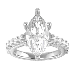 14K White Marquise Engagement Ring Mounting w Lab Grown diamonds. 123926