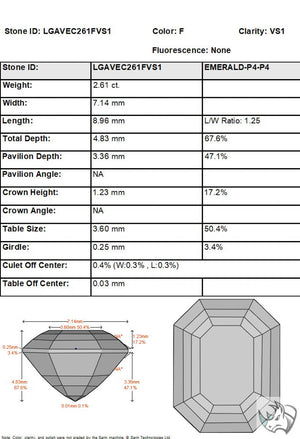 2.61ct F VS1 August Vintage Emerald Cut Lab Grown Diamond