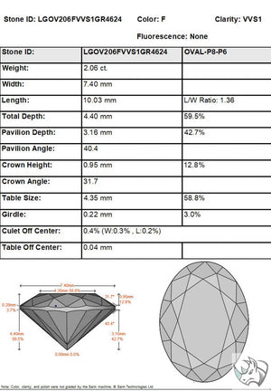 2.06ct F VVS1 Oval Brilliant Lab Grown Diamond