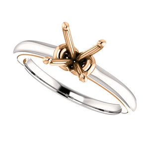 14K White & Rose 7.4 mm Round Solitaire Engagement Ring Mounting