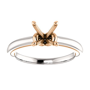 14K White & Rose 7.4 mm Round Solitaire Engagement Ring Mounting