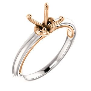 14K White & Rose 7.4 mm Round Solitaire Engagement Ring Mounting