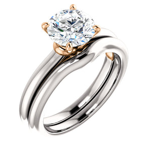 14K White & Rose 7.4 mm Round Solitaire Engagement Ring Mounting