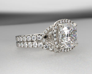 Signature Split Shank Split Prong Halo w Lab Grown Diamonds