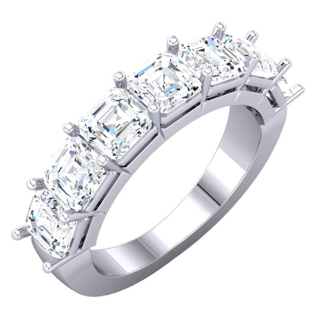 ladies platinum wedding band for seven 4mm Asschers