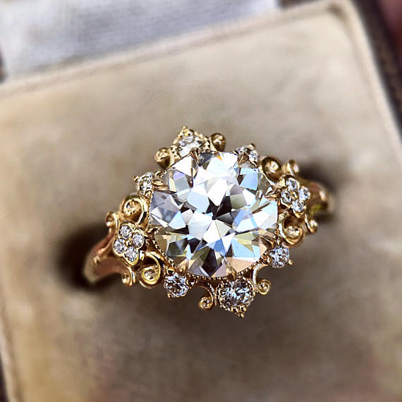 CvB "Cora" Victorian Inspired Cluster Halo Ring