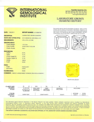 1.92ct Fancy Vivid Yellow VS1 Radiant Cut Lab Grown Diamond