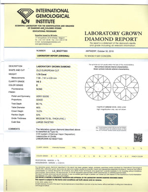 1.76ct E VS2 Lab Grown August Vintage European  Cut LG_M3D77303